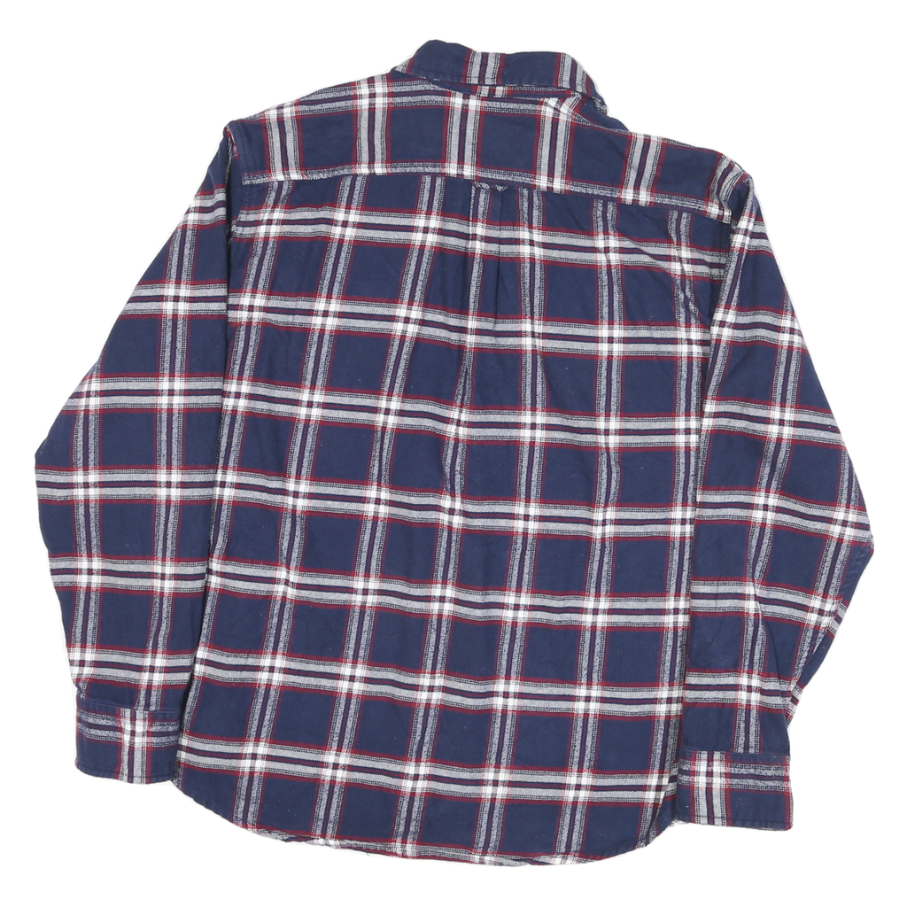JACHS Mens Blue & White Check Shirt L Cotton Blend Casual Long Sleeve Relaxed