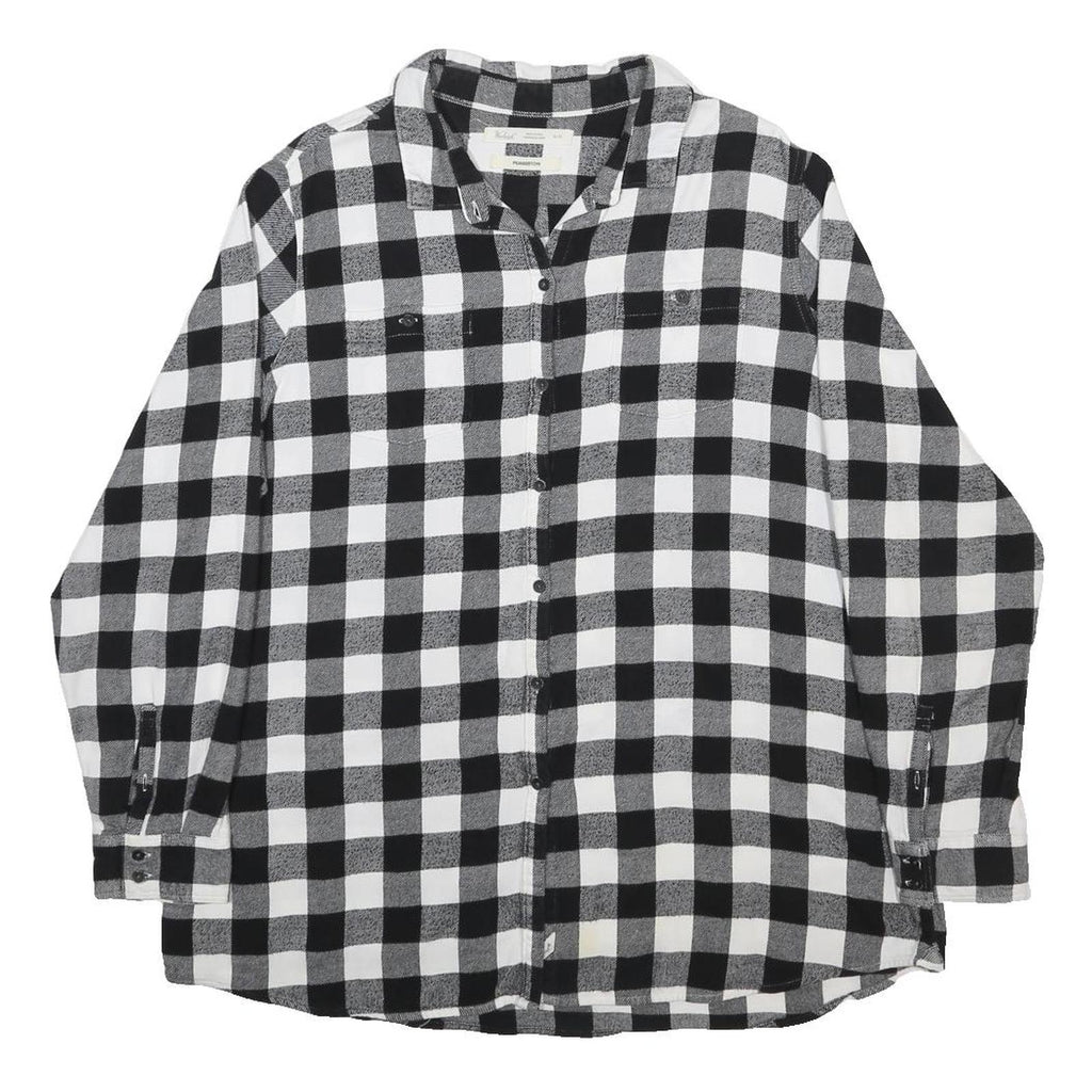 WOOLRICH Mens Black & White Check Shirt XL Cotton Blend Classic Pattern Casual