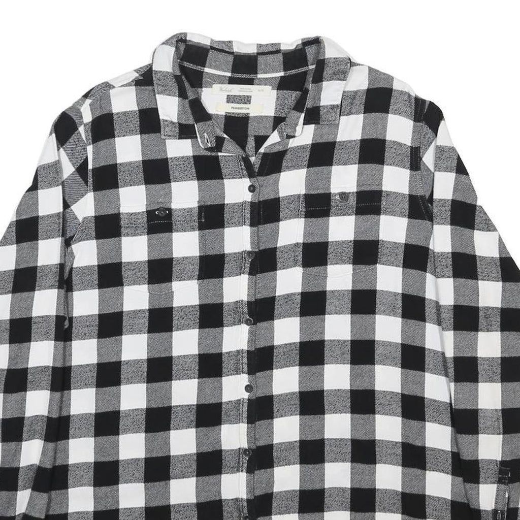 WOOLRICH Mens Black & White Check Shirt XL Cotton Blend Classic Pattern Casual