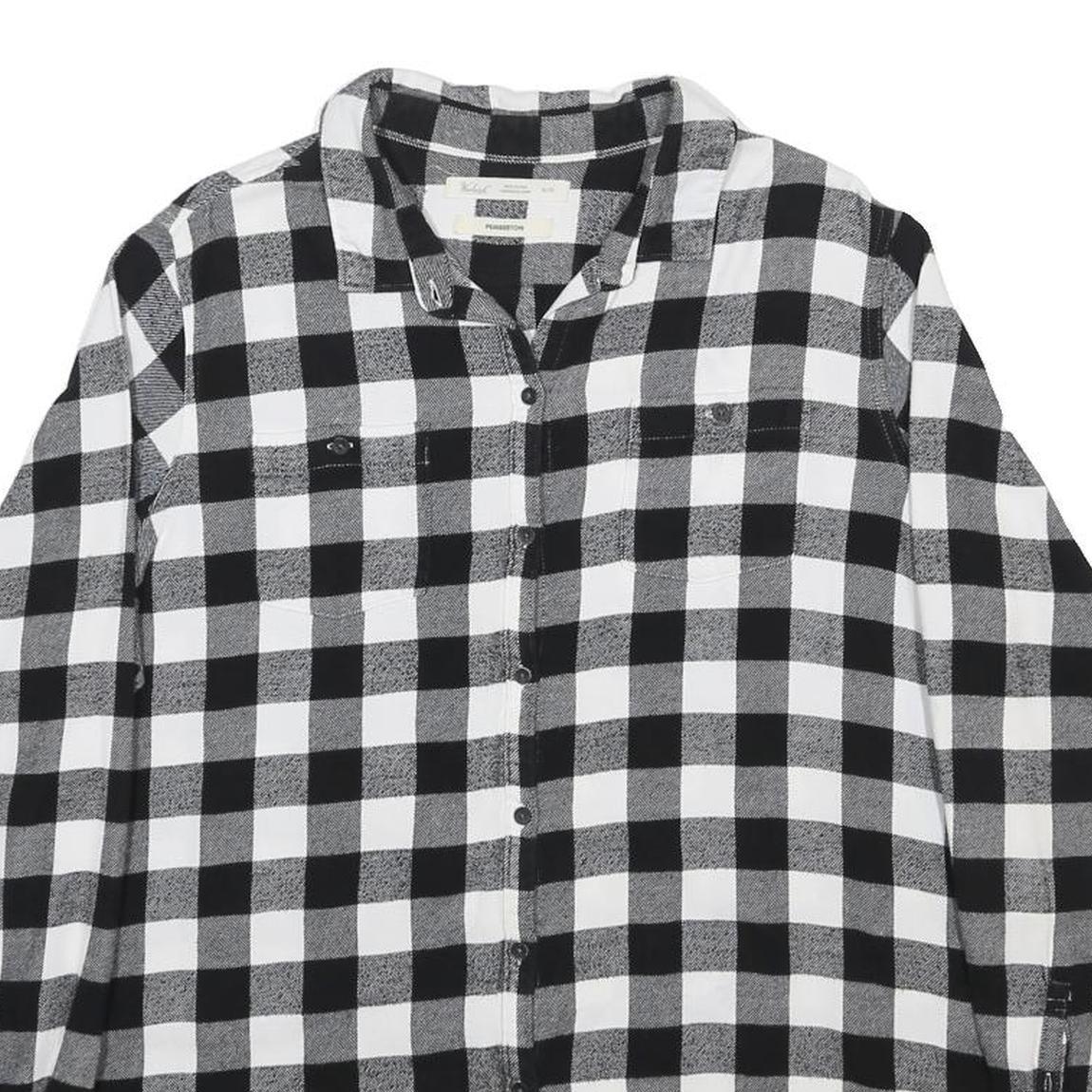 WOOLRICH Mens Black & White Check Shirt XL Cotton Blend Classic Pattern Casual