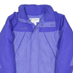 COLUMBIA Womens Blue & Purple Outdoor Jacket L Polyester Blend Zip Plain Long