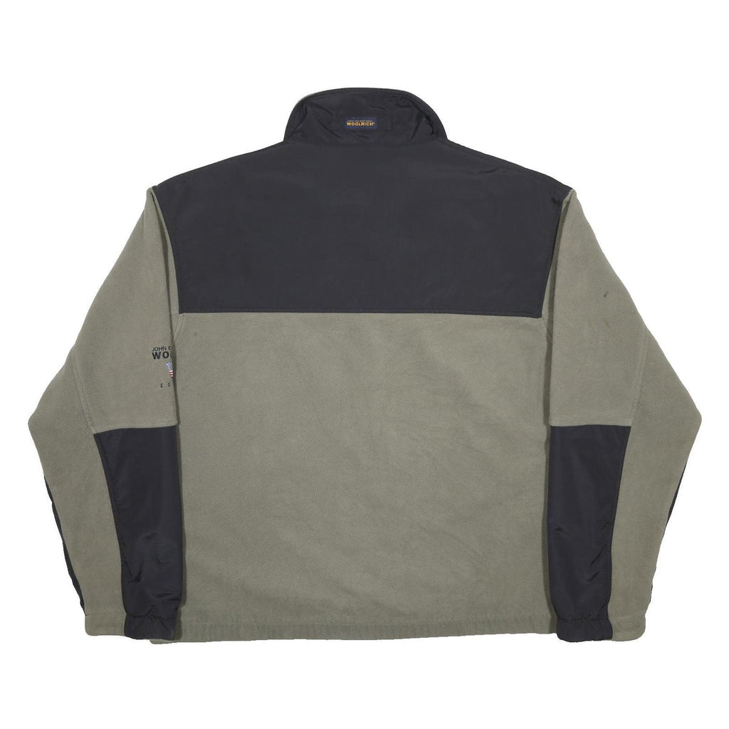 WOOLRICH Mens Grey & Black Zip Polyester Jacket L Fleece Outdoor Casual