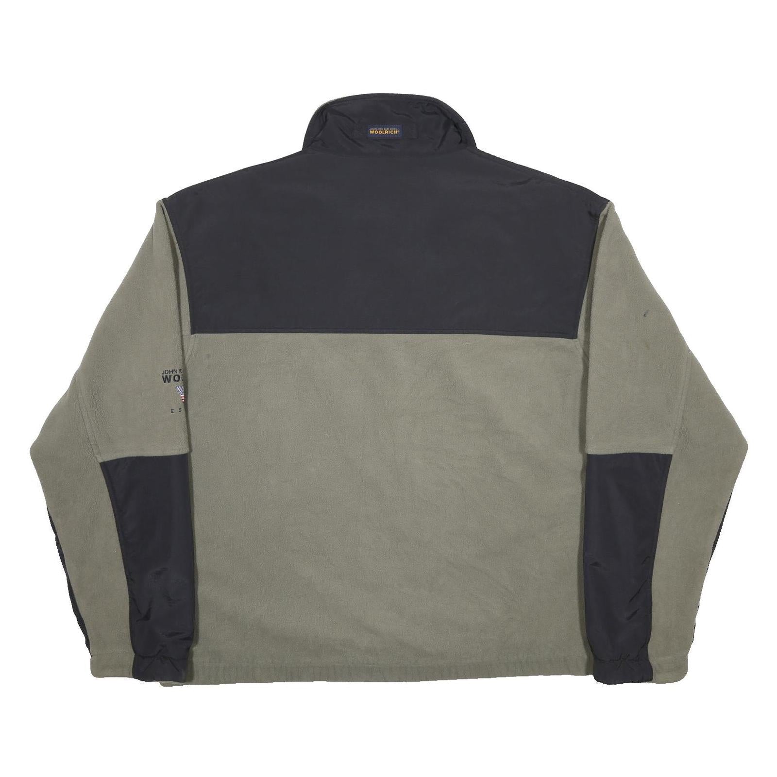 WOOLRICH Mens Grey & Black Zip Polyester Jacket L Fleece Outdoor Casual