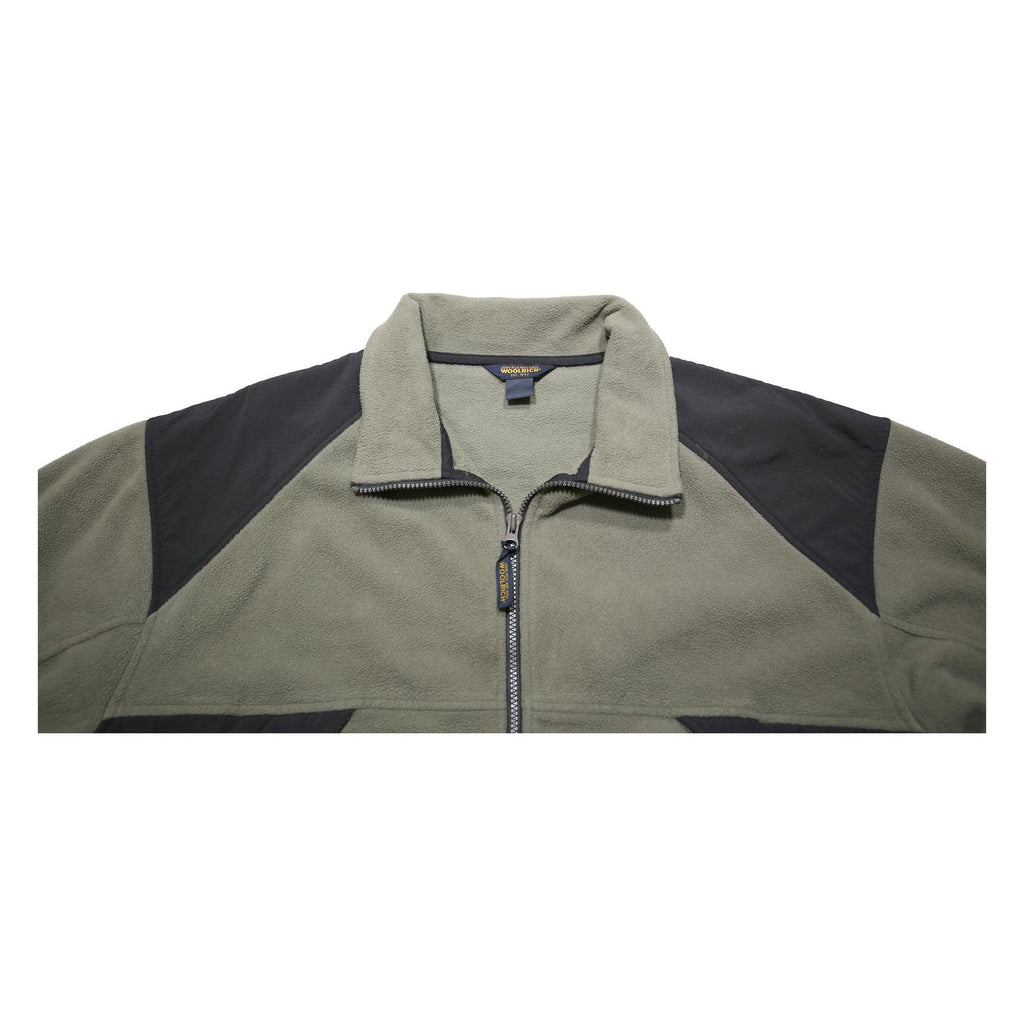 WOOLRICH Mens Grey & Black Zip Polyester Jacket L Fleece Outdoor Casual