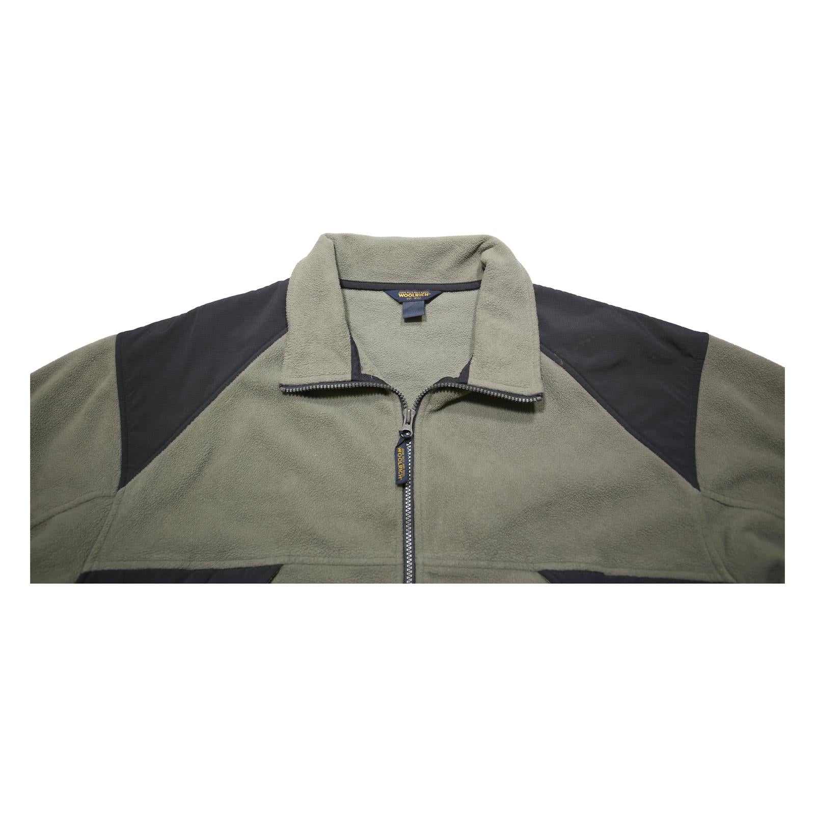 WOOLRICH Mens Grey & Black Zip Polyester Jacket L Fleece Outdoor Casual