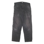 DICKIES Mens Black Cotton Blend Canvas Workwear Trousers W30 L27 Regular Fit