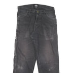 DICKIES Mens Black Cotton Blend Canvas Workwear Trousers W30 L27 Regular Fit