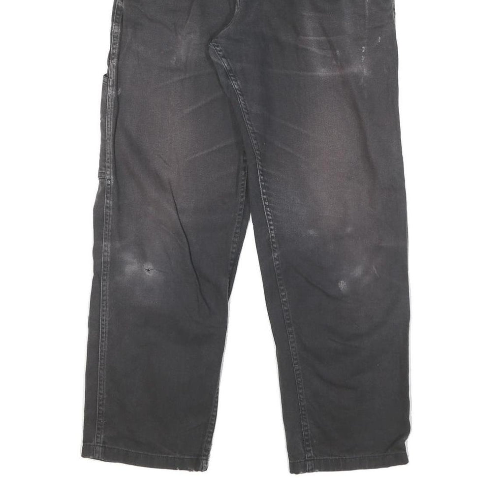 DICKIES Mens Black Cotton Blend Canvas Workwear Trousers W30 L27 Regular Fit