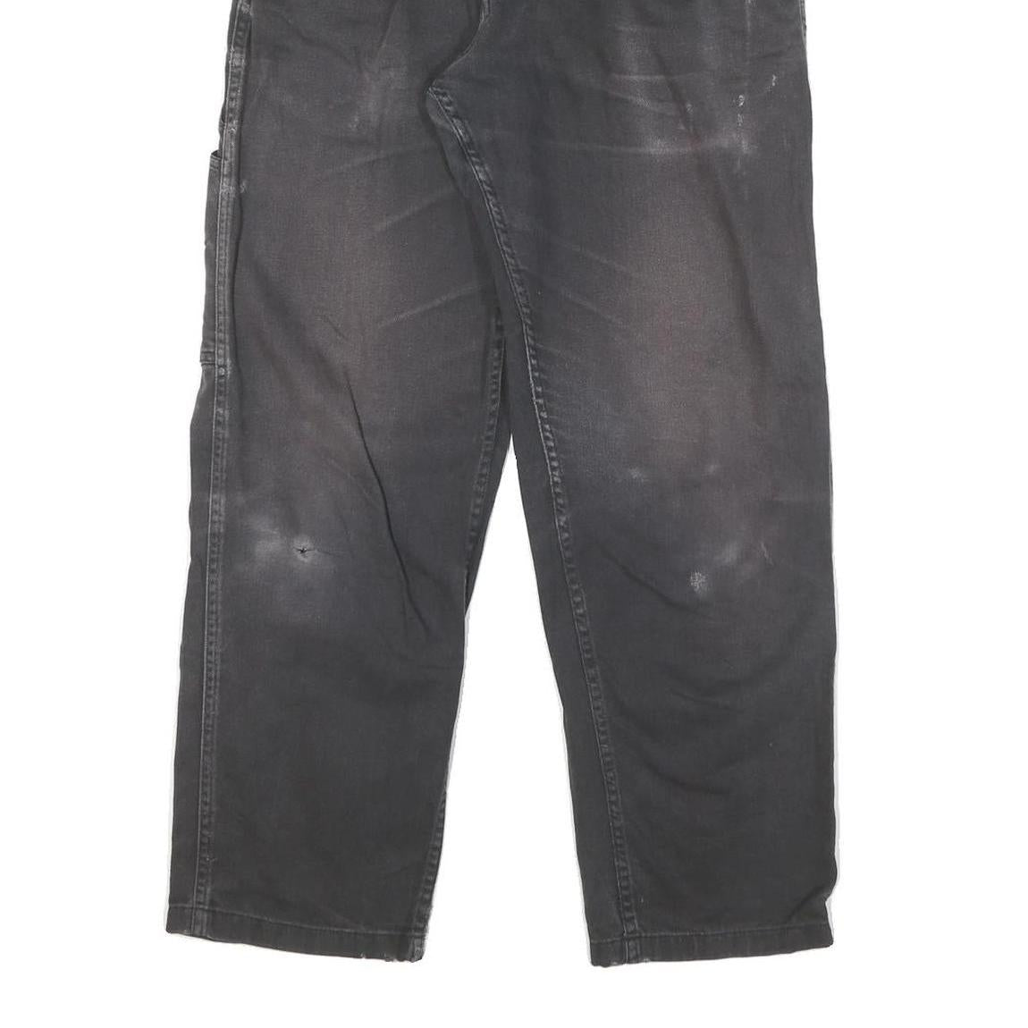 DICKIES Mens Black Cotton Blend Canvas Workwear Trousers W30 L27 Regular Fit