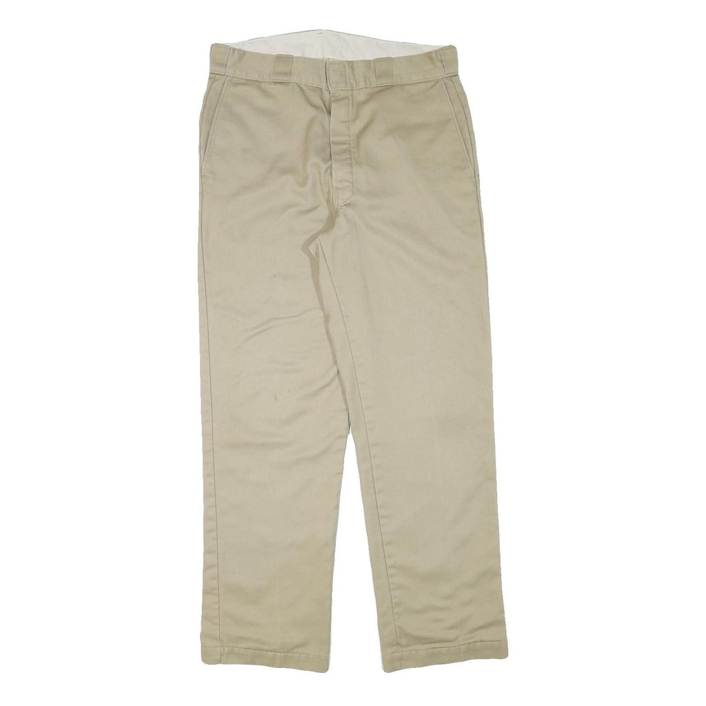 DICKIES Mens Cotton Blend Beige Regular Fit Straight Leg Trousers W34 L31