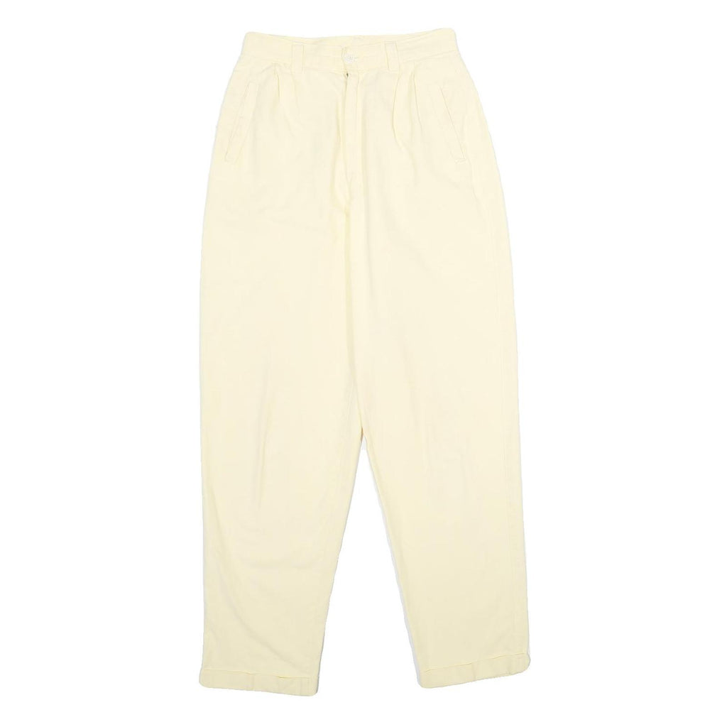 CR-4709 Womens Cotton Cream Classic Trousers W26 L30 Zip Closure Casual