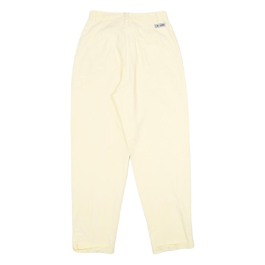 CR-4709 Womens Cotton Cream Classic Trousers W26 L30 Zip Closure Casual