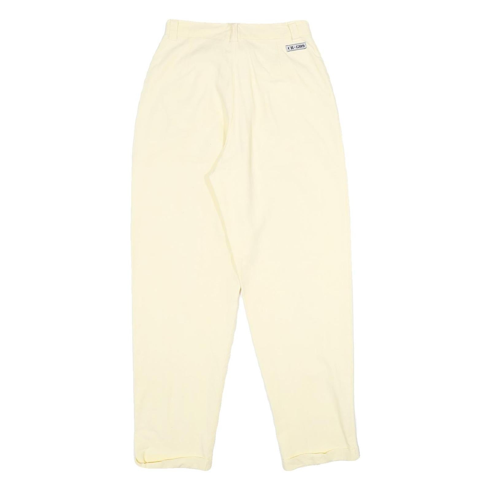 CR-4709 Womens Cotton Cream Classic Trousers W26 L30 Zip Closure Casual