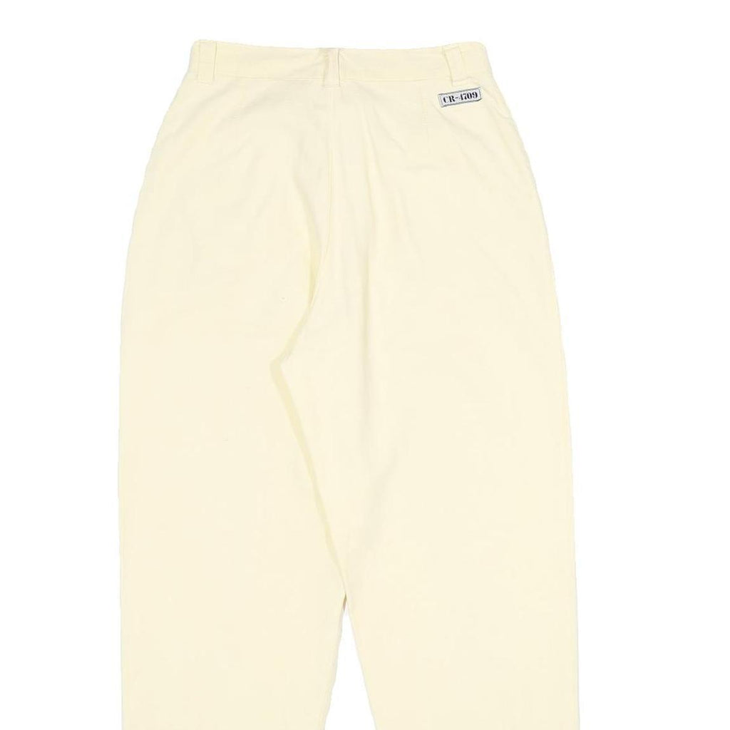 CR-4709 Womens Cotton Cream Classic Trousers W26 L30 Zip Closure Casual
