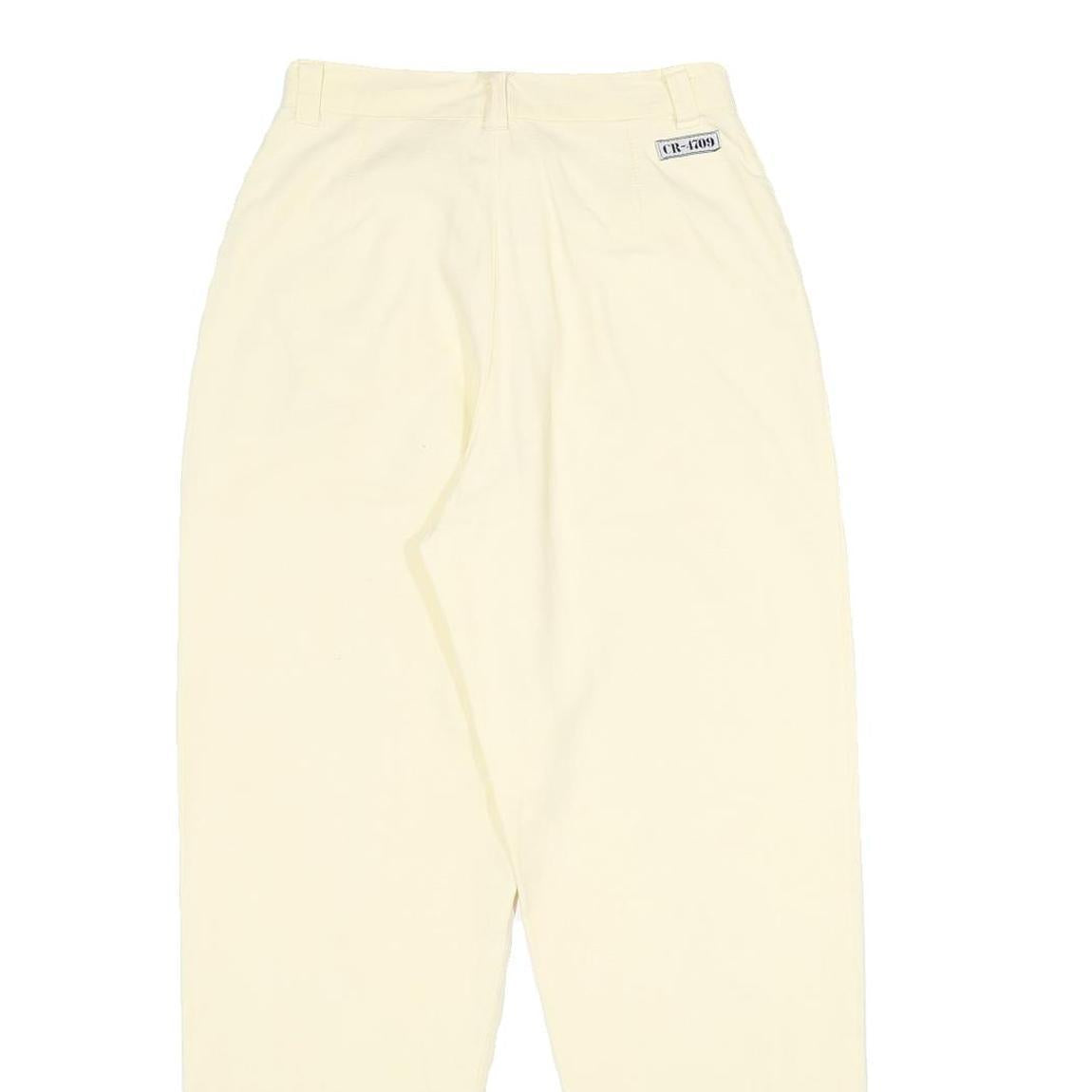 CR-4709 Womens Cotton Cream Classic Trousers W26 L30 Zip Closure Casual