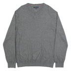 TOMMY HILFIGER Mens Grey Plain Cotton Blend Jumper Crew Neck Basic Knit 2XL
