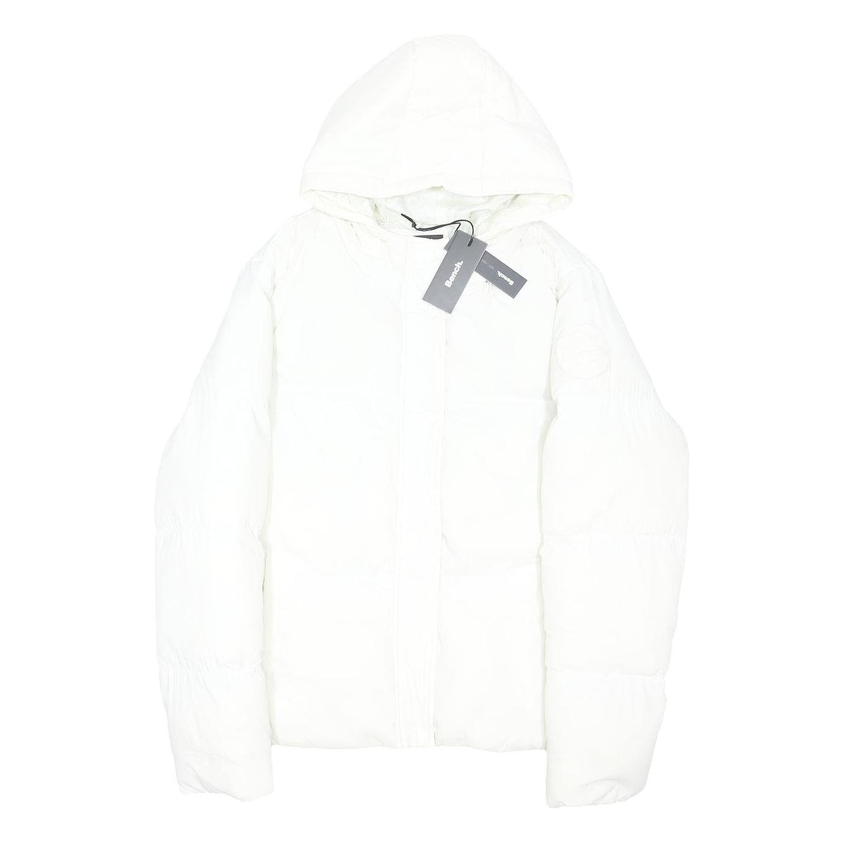 BENCH Womens White Jacket XL Polyester Blend Puffer Hooded Zip Closure