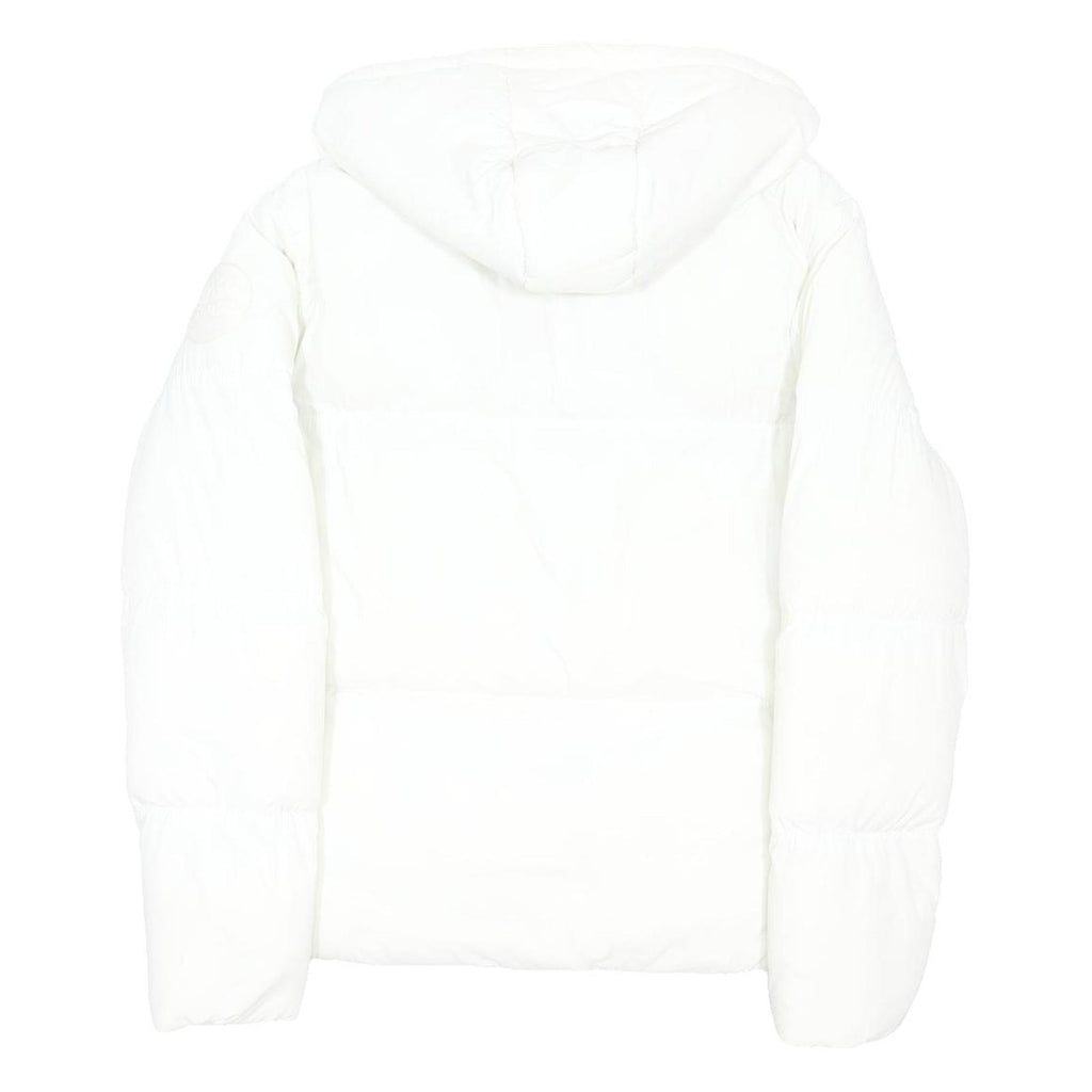 BENCH Womens White Jacket XL Polyester Blend Puffer Hooded Zip Closure