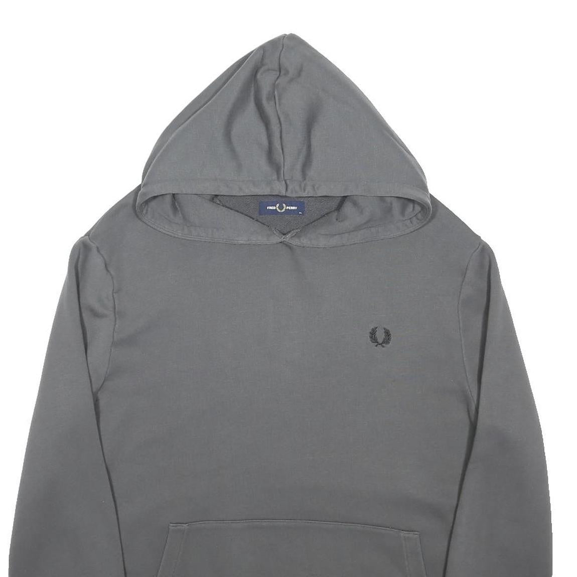 FRED PERRY Mens Grey Hoodie XL Cotton Blend Pullover Casual Hooded Sweatshirt