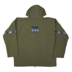 Mens Green Cotton Blend Zip Jacket L Plain Elephant Print Hooded Casual