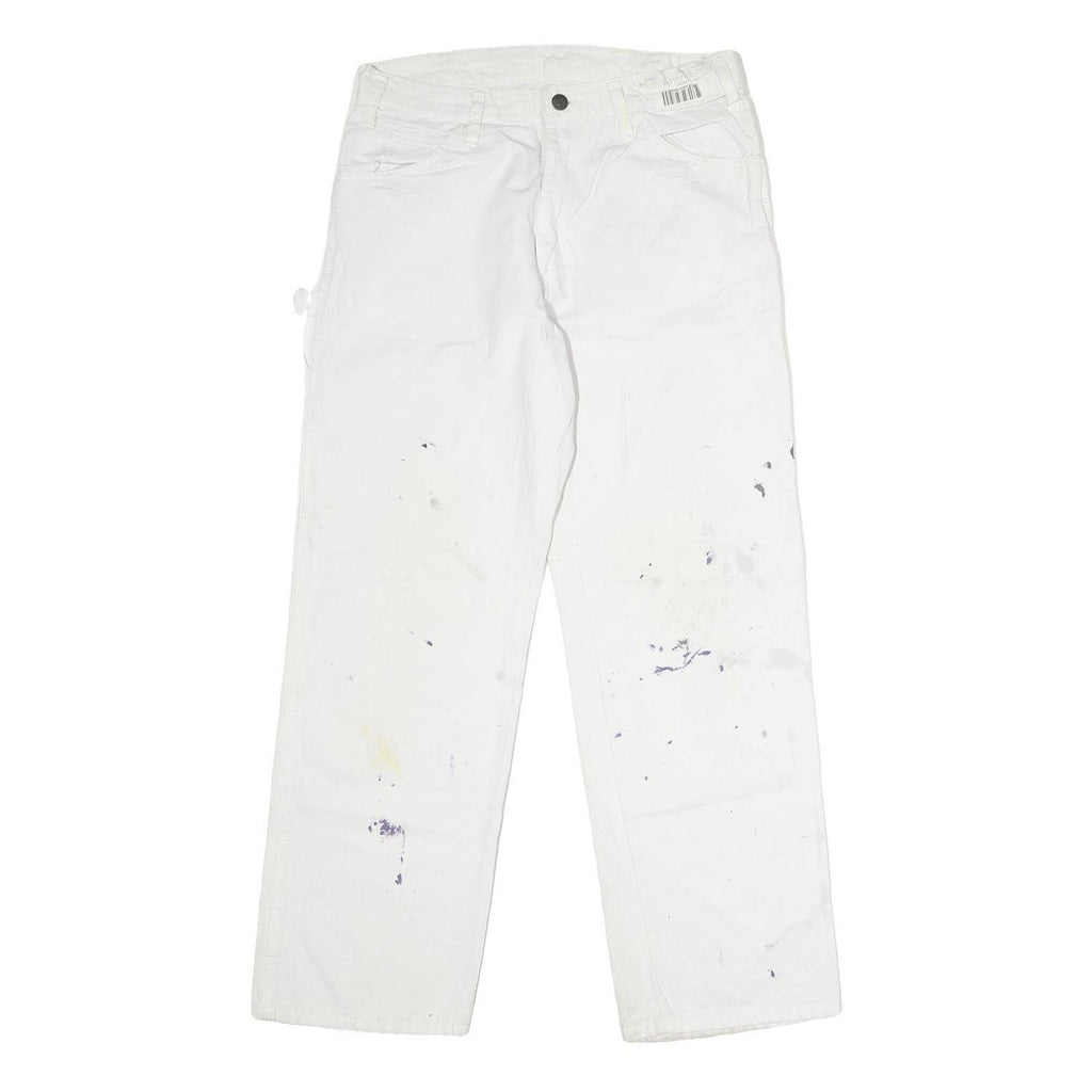 DICKIES Mens Jeans White Relaxed Straight Denim W32 L30 Workwear Clothes