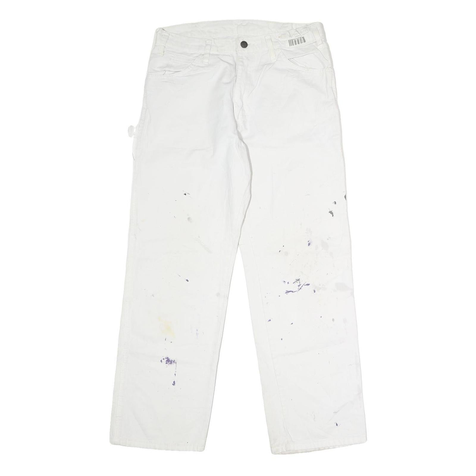 DICKIES Mens Jeans White Relaxed Straight Denim W32 L30 Workwear Clothes