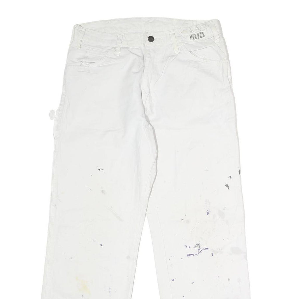 DICKIES Mens Jeans White Relaxed Straight Denim W32 L30 Workwear Clothes