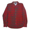 TOMMY HILFIGER Mens Red & Black Check Shirt L Button-Down Collar Cotton