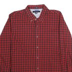 TOMMY HILFIGER Mens Red & Black Check Shirt L Button-Down Collar Cotton