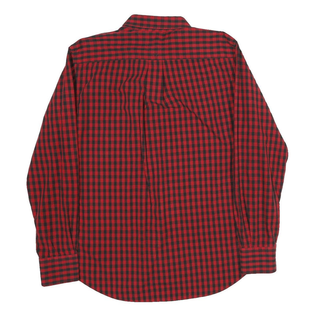 TOMMY HILFIGER Mens Red & Black Check Shirt L Button-Down Collar Cotton