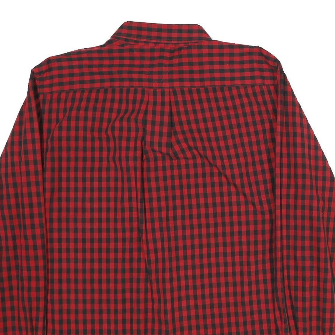 TOMMY HILFIGER Mens Red & Black Check Shirt L Button-Down Collar Cotton