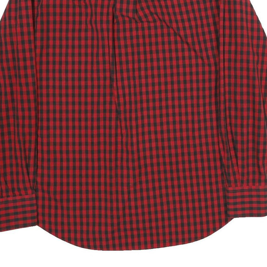 TOMMY HILFIGER Mens Red & Black Check Shirt L Button-Down Collar Cotton