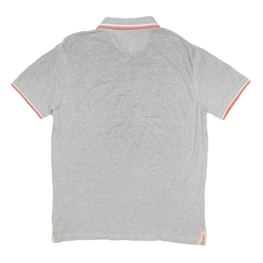 CHAMPION Mens Grey & Peach Short Sleeve Plain Polo Shirt L Cotton Blend