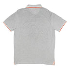 CHAMPION Mens Grey & Peach Short Sleeve Plain Polo Shirt L Cotton Blend
