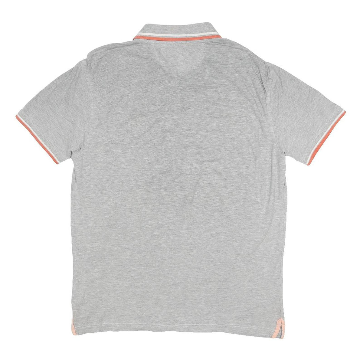 CHAMPION Mens Grey & Peach Short Sleeve Plain Polo Shirt L Cotton Blend