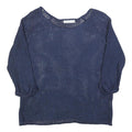 REITUANS Womens Navy Plain Jumper Round Neck Open Knit M Lightweight Stylish