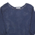 REITUANS Womens Navy Plain Jumper Round Neck Open Knit M Lightweight Stylish