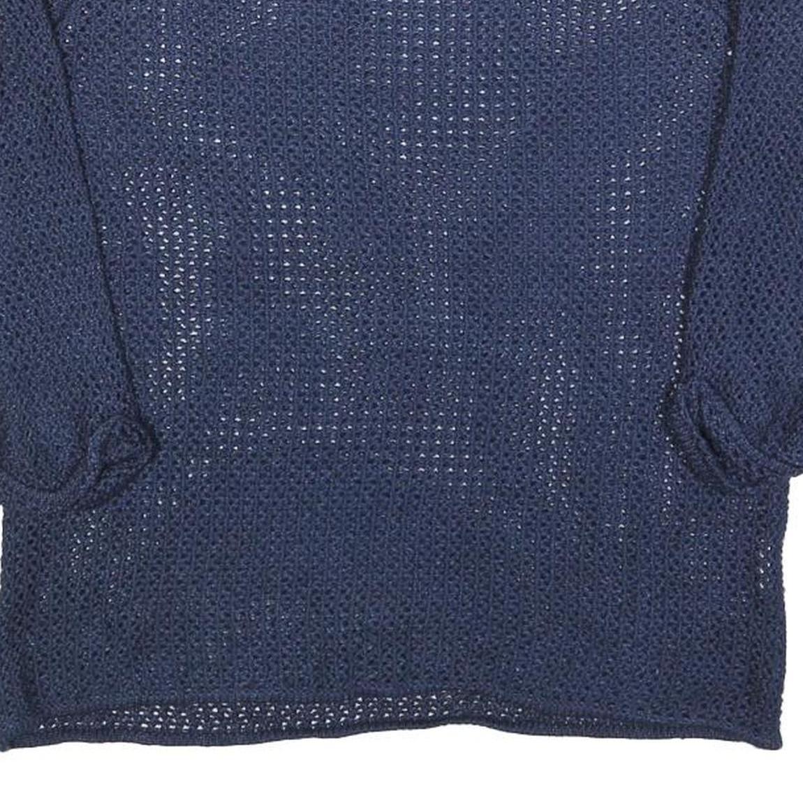 REITUANS Womens Navy Plain Jumper Round Neck Open Knit M Lightweight Stylish