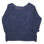 REITUANS Womens Navy Plain Jumper Round Neck Open Knit M Lightweight Stylish