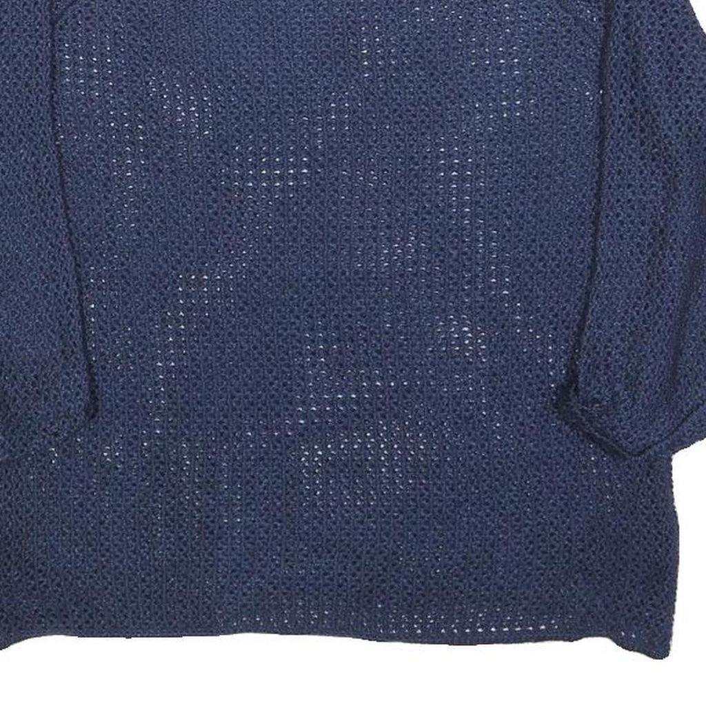 REITUANS Womens Navy Plain Jumper Round Neck Open Knit M Lightweight Stylish