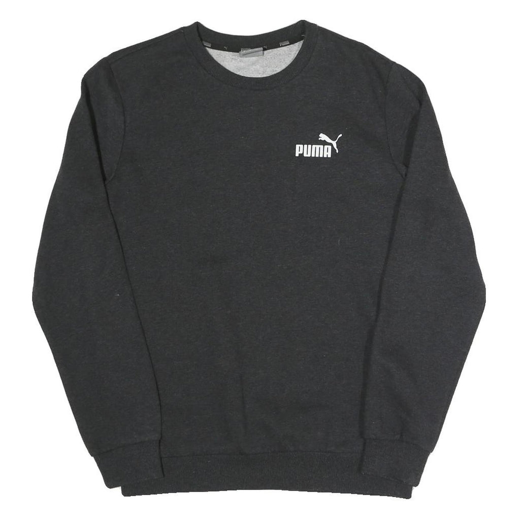 PUMA Mens Black Cotton Blend Crew Neck Sweatshirt S Logo Casual Athleisure