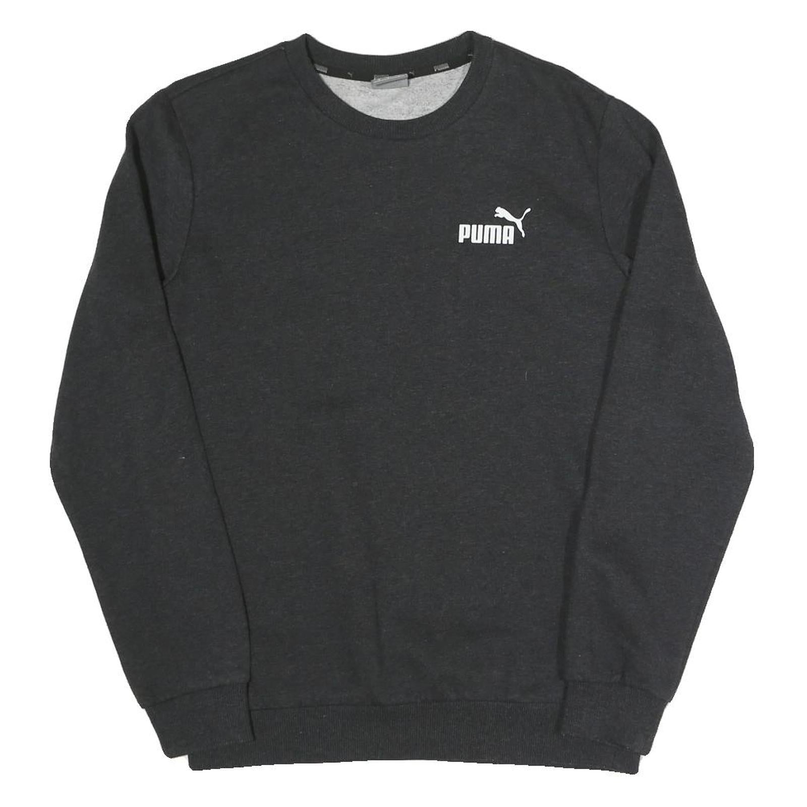 PUMA Mens Black Cotton Blend Crew Neck Sweatshirt S Logo Casual Athleisure