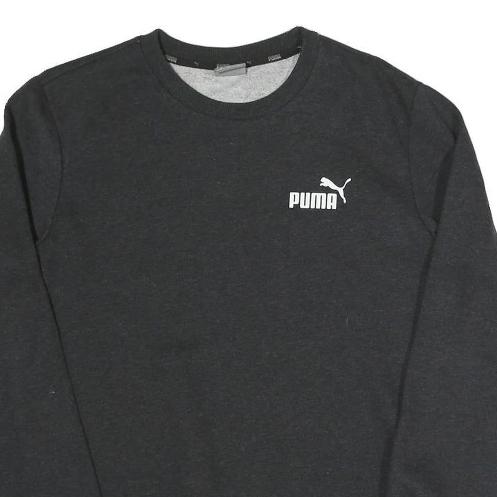 PUMA Mens Black Cotton Blend Crew Neck Sweatshirt S Logo Casual Athleisure