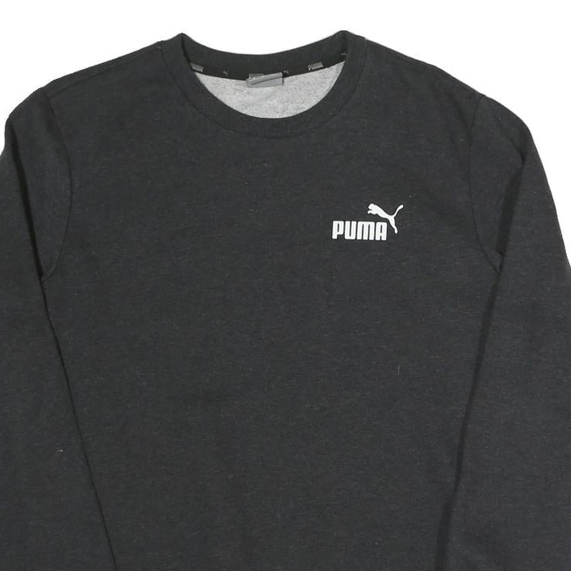 PUMA Mens Black Cotton Blend Crew Neck Sweatshirt S Logo Casual Athleisure