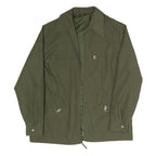 Mens Green Plain Zip Jacket M Polyester Blend Classic Casual Lightweight