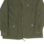 Mens Green Plain Zip Jacket M Polyester Blend Classic Casual Lightweight