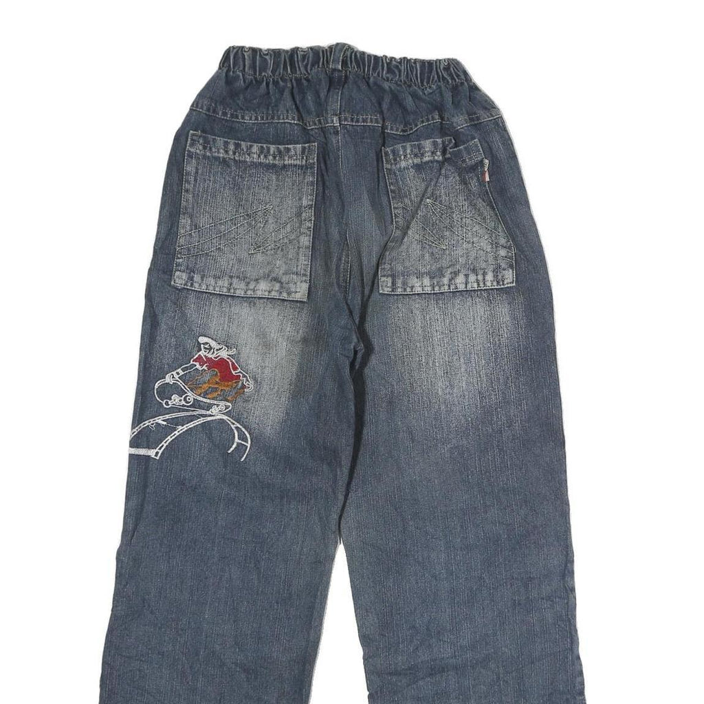 Womens Blue Regular Fit Denim Jeans W22 L27 Elasticated Waist Patch Pockets