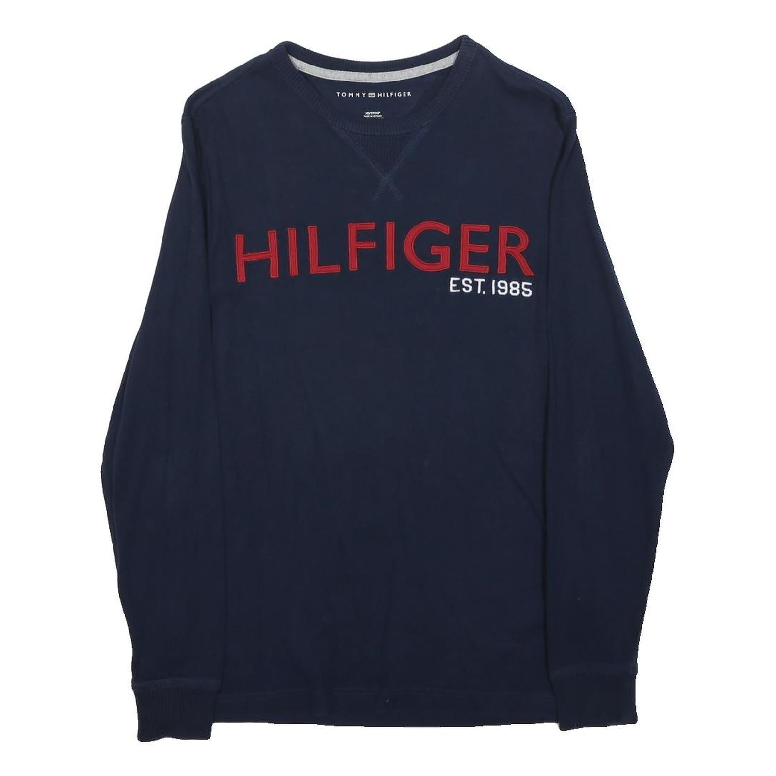 TOMMY HILFIGER Womens Navy Hilfiger Est 1985 Crew Neck XS Sweatshirt Casual