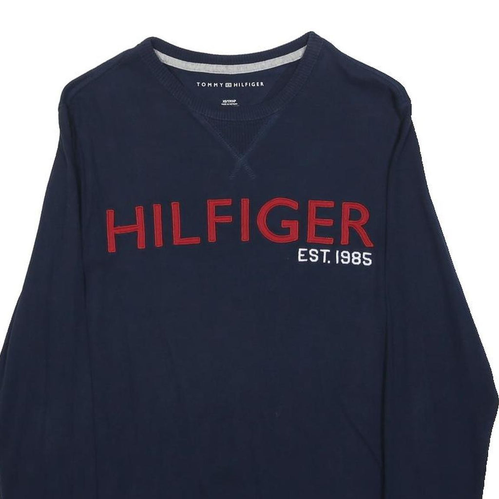 TOMMY HILFIGER Womens Navy Hilfiger Est 1985 Crew Neck XS Sweatshirt Casual