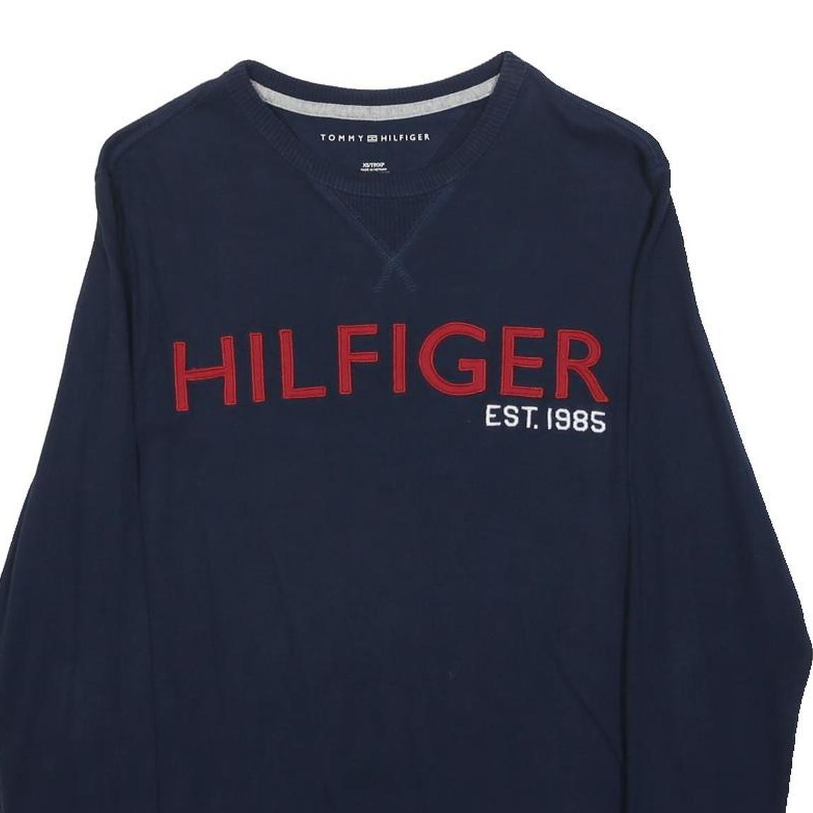 TOMMY HILFIGER Womens Navy Hilfiger Est 1985 Crew Neck XS Sweatshirt Casual